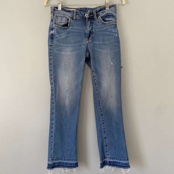 Anthropologie Jeans Pilcro And The Letterpress Distressed Raw Hem Cropped Size 4 - Picture 2 of 14